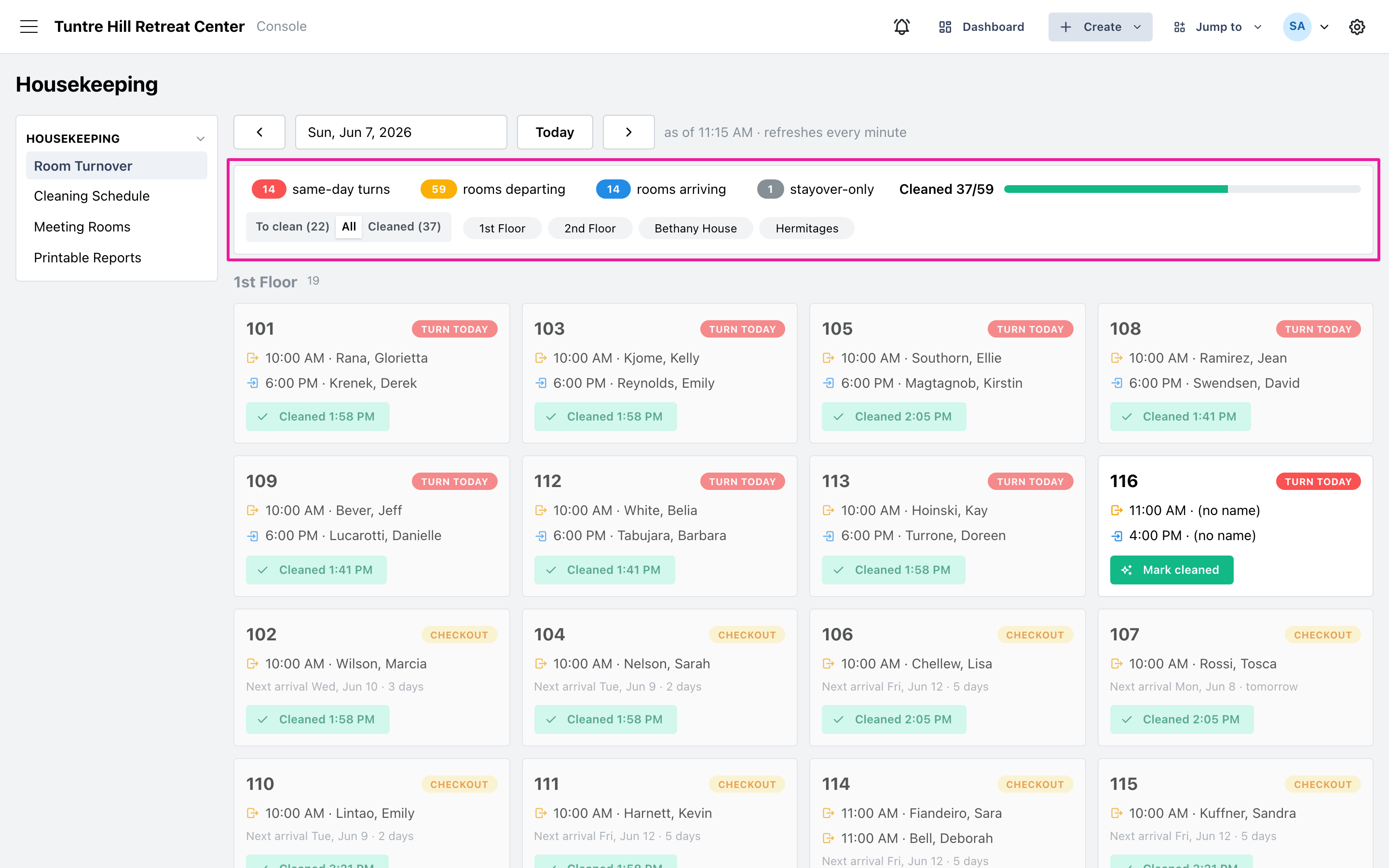 The summary counts, filters, and progress bar